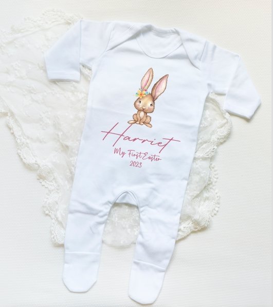 Easter personalised sleepsuit - girl bunny design