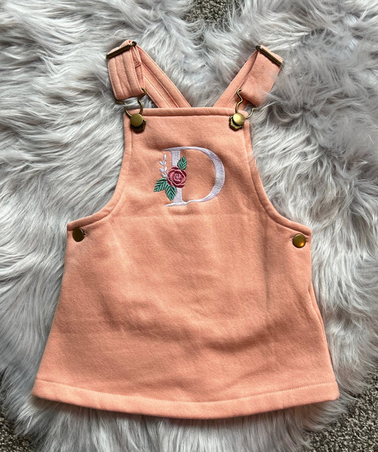 Floral initial personalised dungaree Dress - various colours