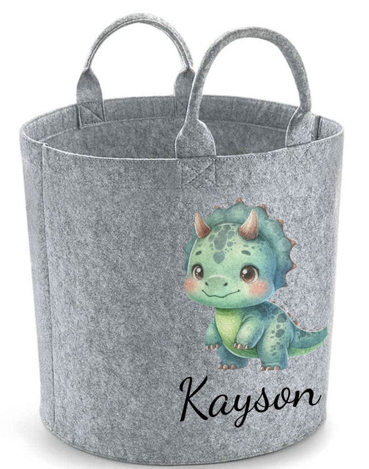 Green Dino Personalised Toy/Laundry Basket