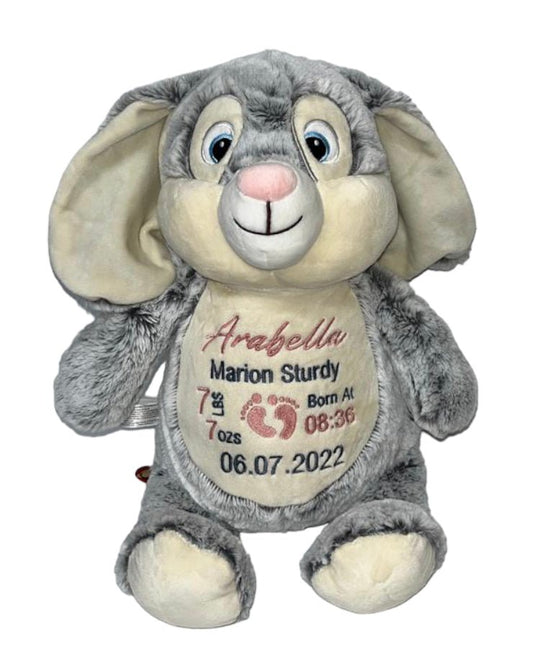 Grey Bunny Rabbit Personalised Teddy