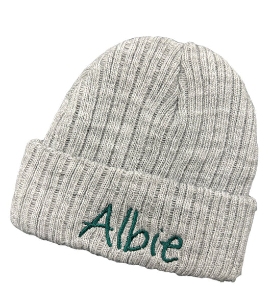 Grey Personalised Beanie Hat - 2 sizes available