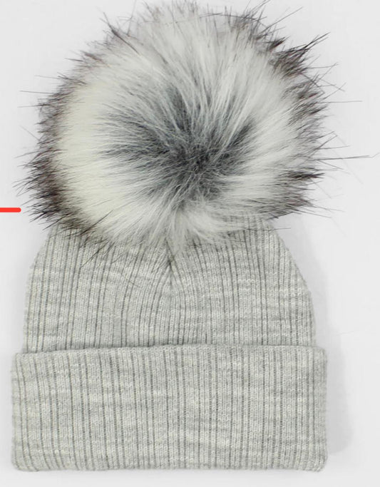 Grey Personalised Single Pom hat - various sizes