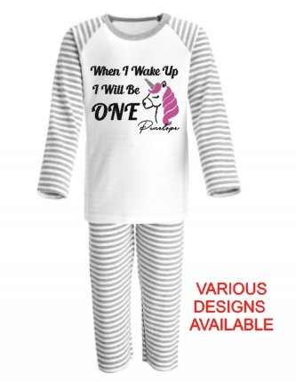 Grey Stripe Print Pyjamas - Different designs available