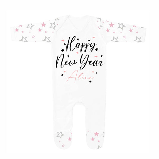 Happy New Year... Pink Star Baby Grow