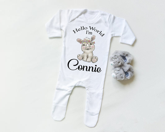 Hello world Rhino Girl - Sleepsuit