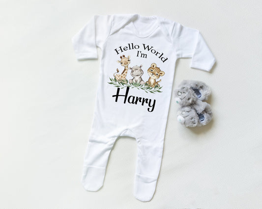 Hello world Safari Boy - Sleepsuit