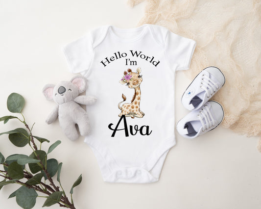 Hello World Vest - Giraffe Girl Print