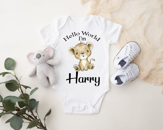 Hello World Vest - Lion Boy Print