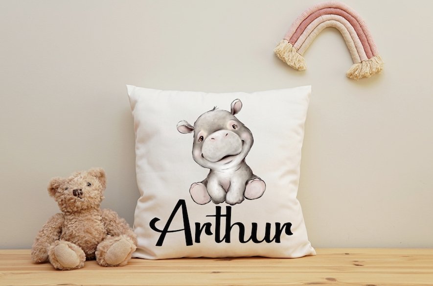 Hippo Boy Cushion - 40x40cm