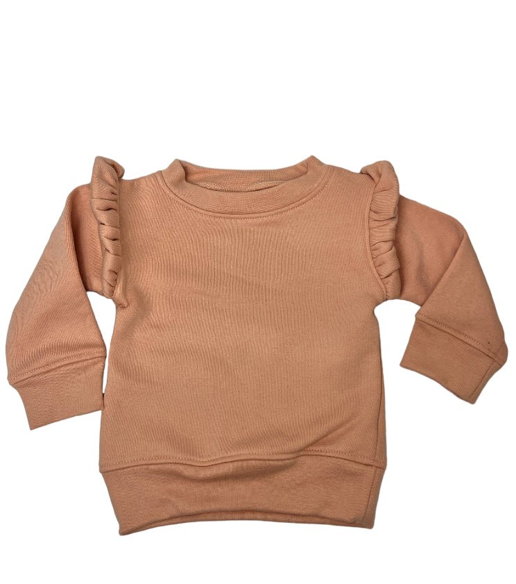 Initial & Teddy Design Frill Shoulder Sweater