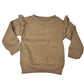 Initial & Teddy Design Frill Shoulder Sweater