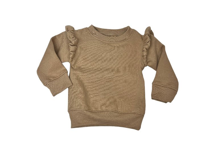 Initial & Teddy Design Frill Shoulder Sweater