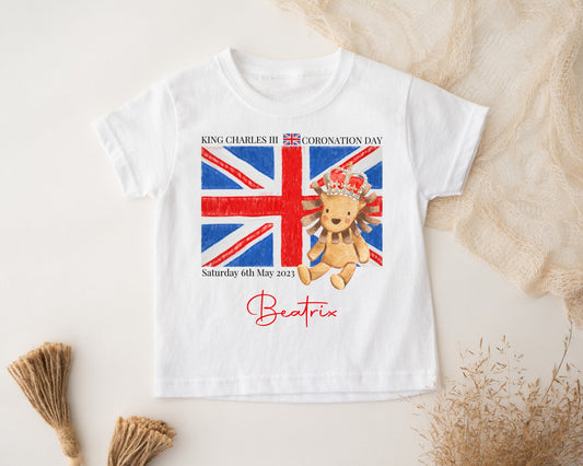 King Charles III Coronation Personalised T-Shirt Union Jack