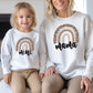 Matching Mini & Mama Mummy Personalised Jumpers Leopard Rainbows - Various Colours