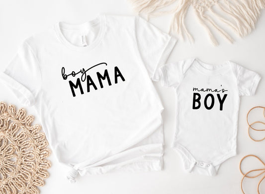 Matching Mini & Mama Mummy Personalised T-Shirt & Vest boy mama - White Only
