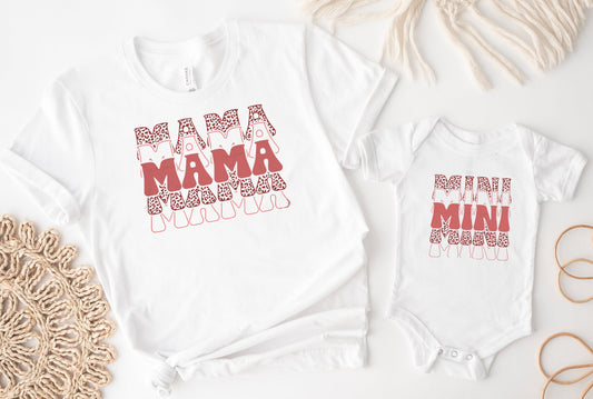 Matching Mini & Mama Mummy Personalised T-Shirt & Vest design 5 - White Only