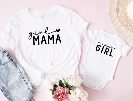 Matching Mini & Mama Mummy Personalised T-Shirt & Vest Girl mama - White Only