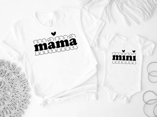 Matching Mini & Mama Mummy Personalised T-Shirt & vest Mama - White Only