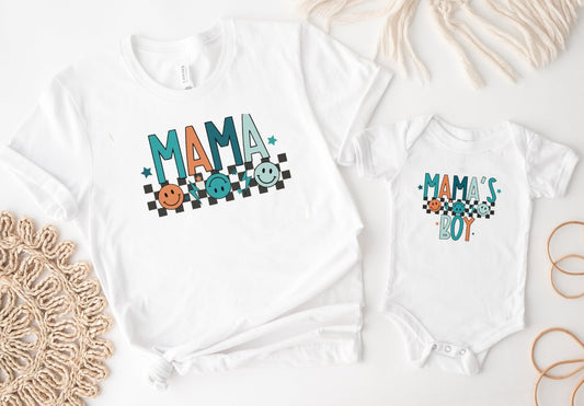 Matching Mini & Mama Mummy Personalised T-Shirt & vest Mamas Boy - White Only