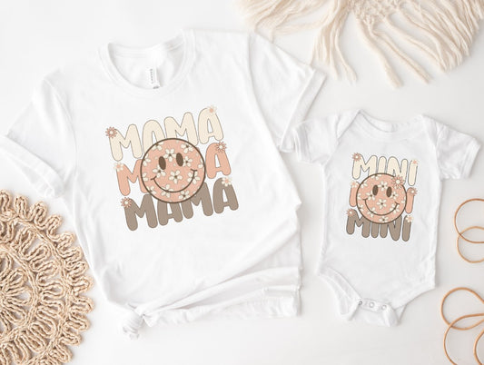 Matching Mini & Mama Mummy Personalised T-Shirt & Vest Smiles - White Only