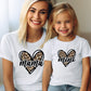 Matching Mini & Mama Mummy Personalised T-Shirts leopard heart - Various Colours