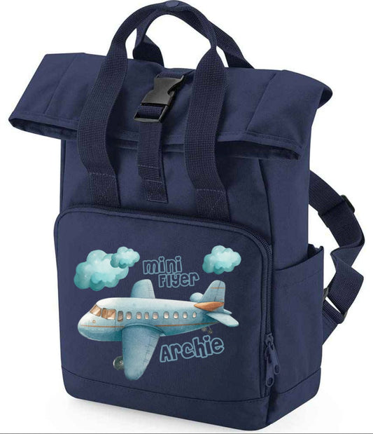 Mini Flyer personalised Mini Twin Handle Roll-Top Backpack blue design
