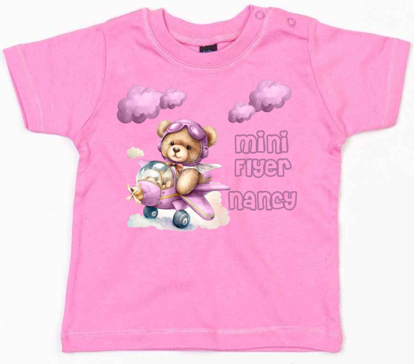 Mini Flyer personalised t-shirt Pink design 2 - various colour tops