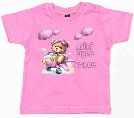 Mini Flyer personalised t-shirt Pink design 2 - various colour tops