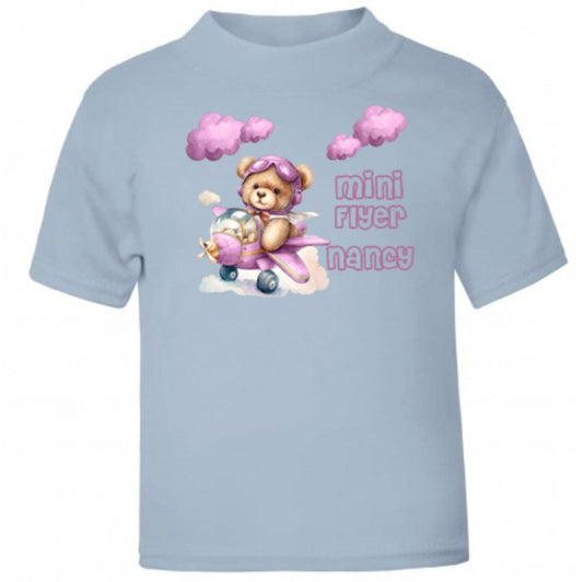 Mini Flyer personalised t-shirt pink design - various colour tops
