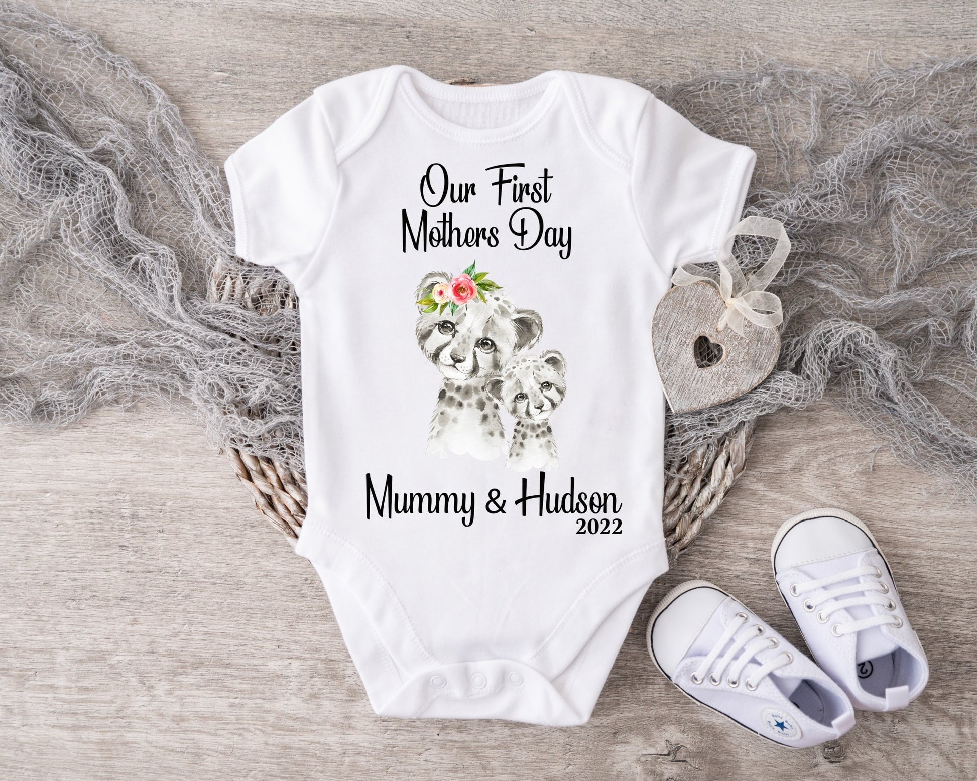 Mothers Day Leopard Baby Boy Vest or Sleepsuit