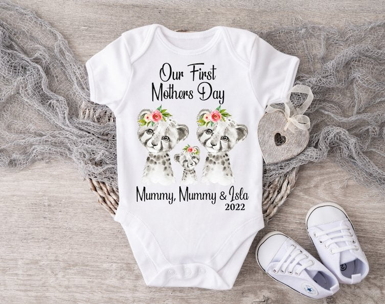 Mothers Day Leopard Baby Girl Vest or Sleepsuit - Mummy & Mummy