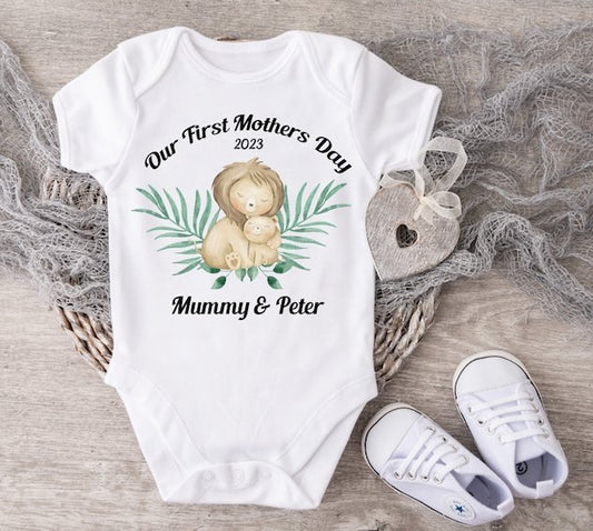 Mothers Day Lion & Cub Vest Or Sleepsuit