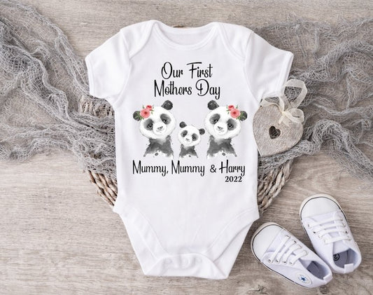 Mothers Day Panda Boy Vest or Sleepsuit - Mummy & Mummy