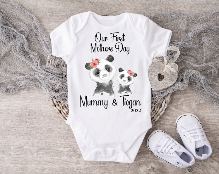 Mothers Day Panda Girl Vest or Sleepsuit