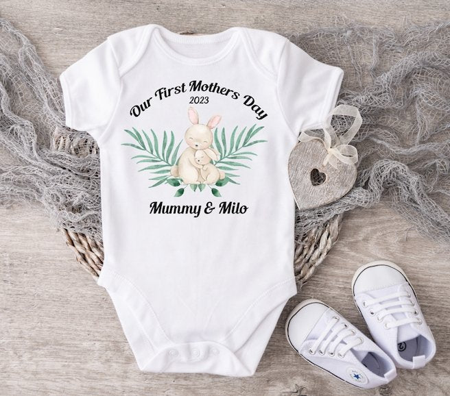 Mothers Day Rabbit Vest Or Sleepsuit