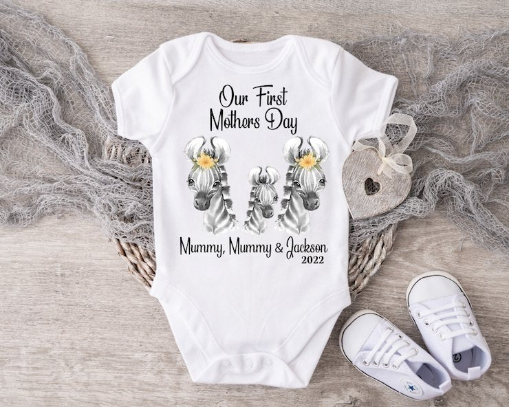 Mothers Day Zebra Boy Vest or Sleepsuit - Mummy & Mummy