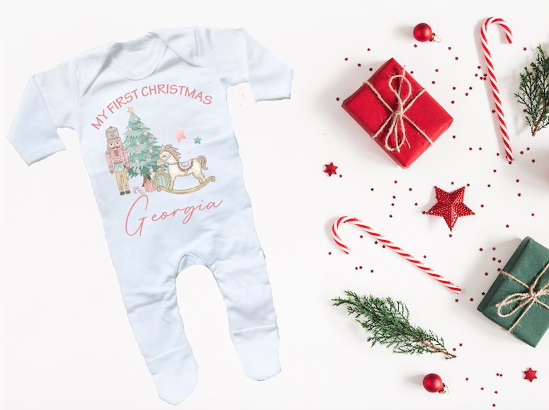 My First Christmas Sleepsuit - Nutcracker & Rocking Horse