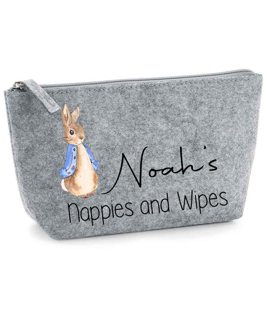 Nappy and Wipes storage bag with Blue Bunny