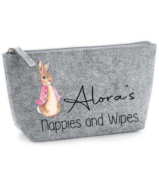 Nappy and Wipes storage bag with Pink Bunny