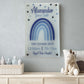 Nursery Birth Block Glass Wall Panel - Blue Rainbow