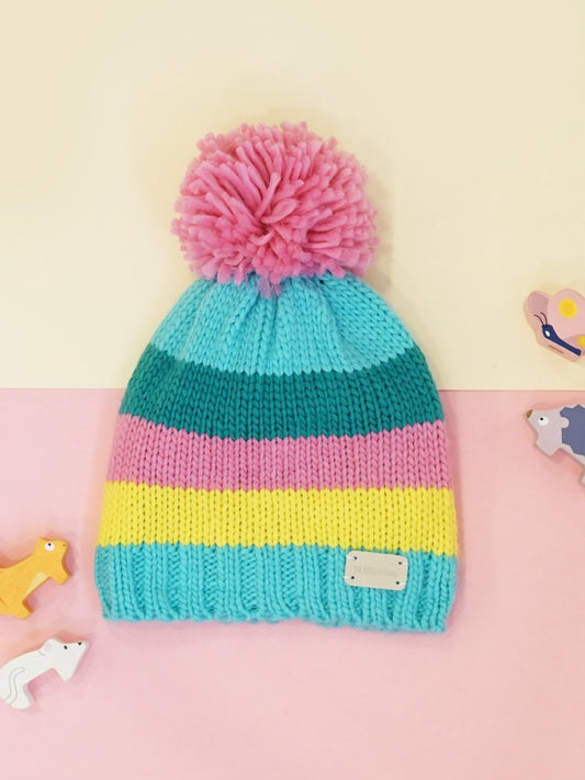 Pastel Striped Bobble Hat by Blade & Rose