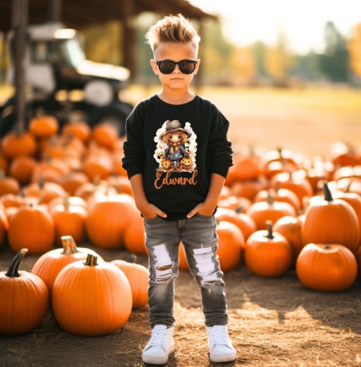 Personalised Halloween Long Sleeve T-Shirt - Scarecrow