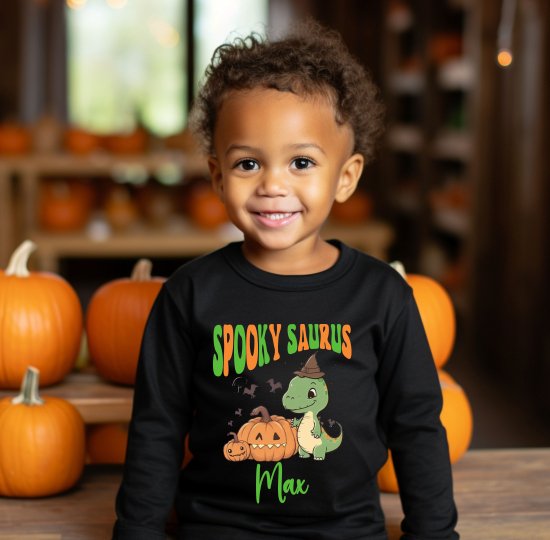 Personalised Halloween Long Sleeve T-Shirt - Spookysaurus