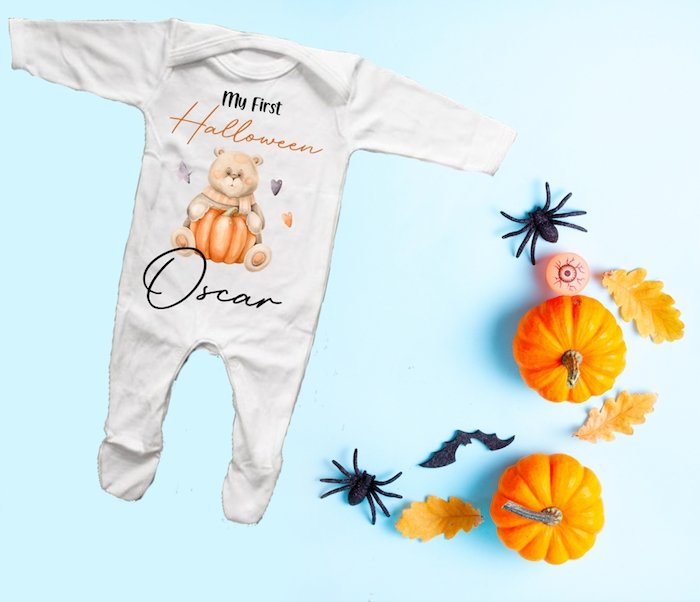 Personalised Halloween Sleepsuit - My 1st Haloween Pumpkin design