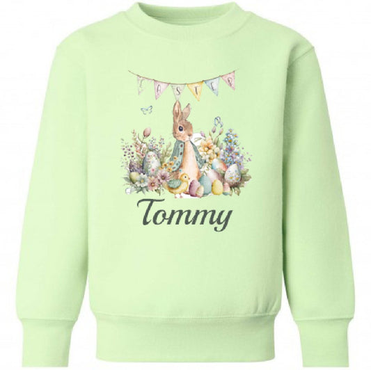 Peter Rabbit Bunting Easter Bunny Personalised Kids Jumper - Various Colours