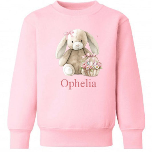 Pink Bow Easter Bunny Personalised Kids Jumper - Various Colours