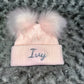 Pink Double Pom hat - 3+ Months
