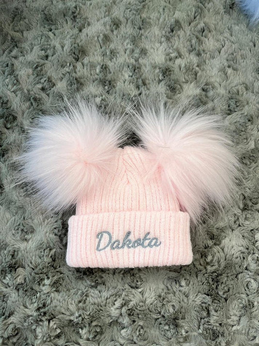 Pink Double Pom hat - First Size