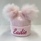 Pink Double Pom hat - First Size