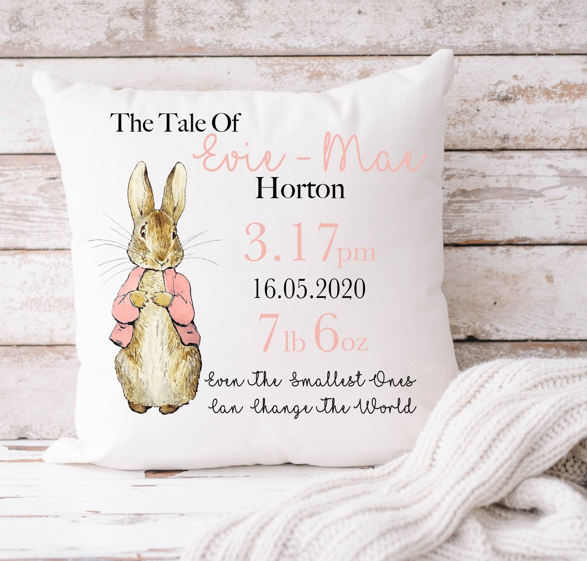 Pink Rabbit Cushion 40x40cm